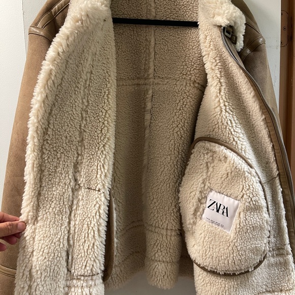 Zara Camel Shearling Jacket - Picture 6 of 12